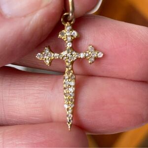 Vermeil Diamond Dagger/Cross Gold over Sterling Silver